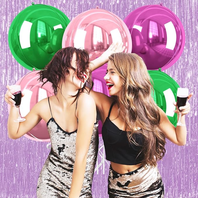 Green Pink Giant 4D Foil Balloons, 22 Inch Big Round Foil Balloon - Image 8