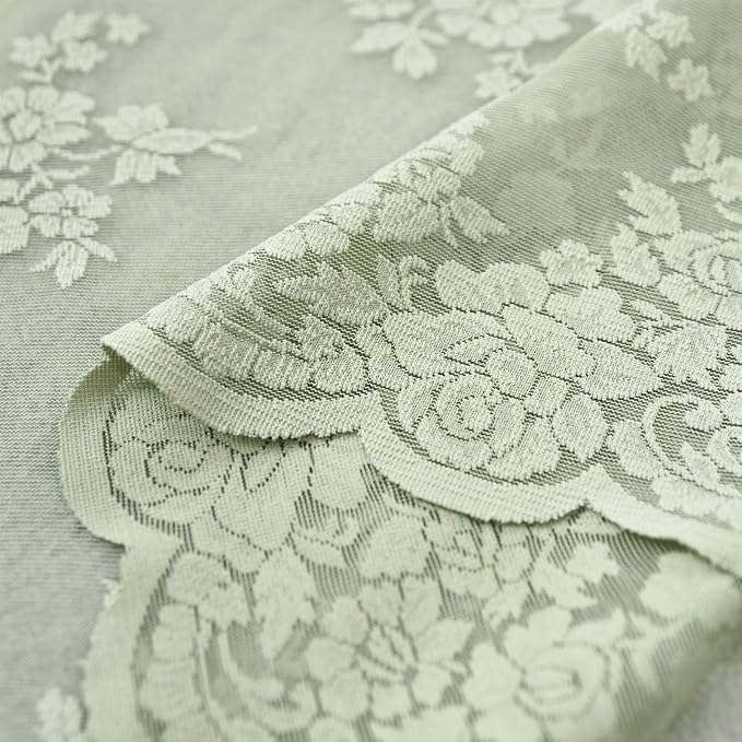 Kotile Short Sage Green Lace Curtains - Image 6