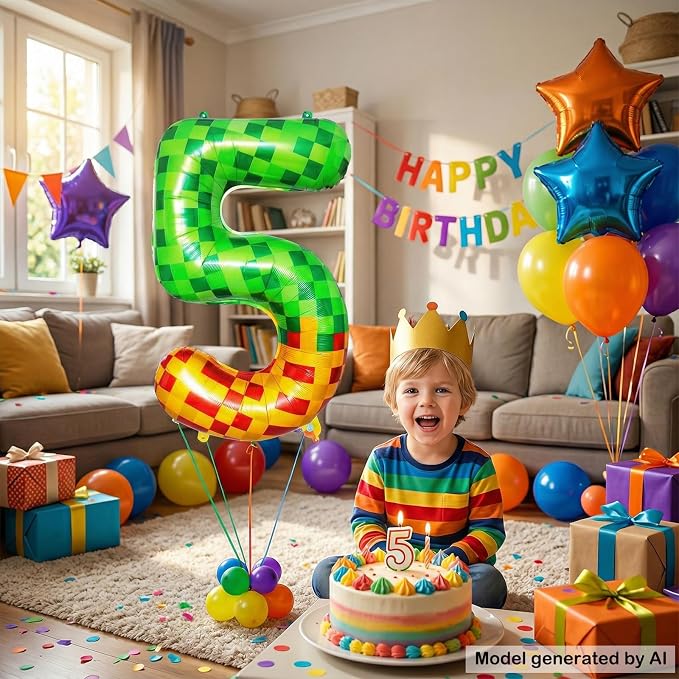 40 Inch Pixelated Number 5 Foil Balloon - Image 4