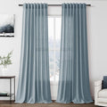 Extra Long Light Blue Linen Curtains 120 Inch by Nanspring