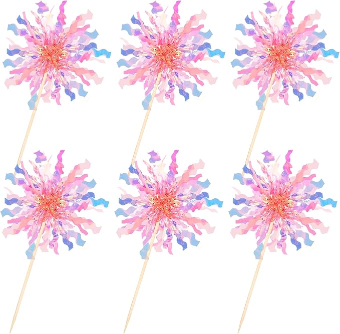 30 PCS Foil Firework Cupcake Toppers Sparkle Tinsel Cupcake Picks Happy - Image 3