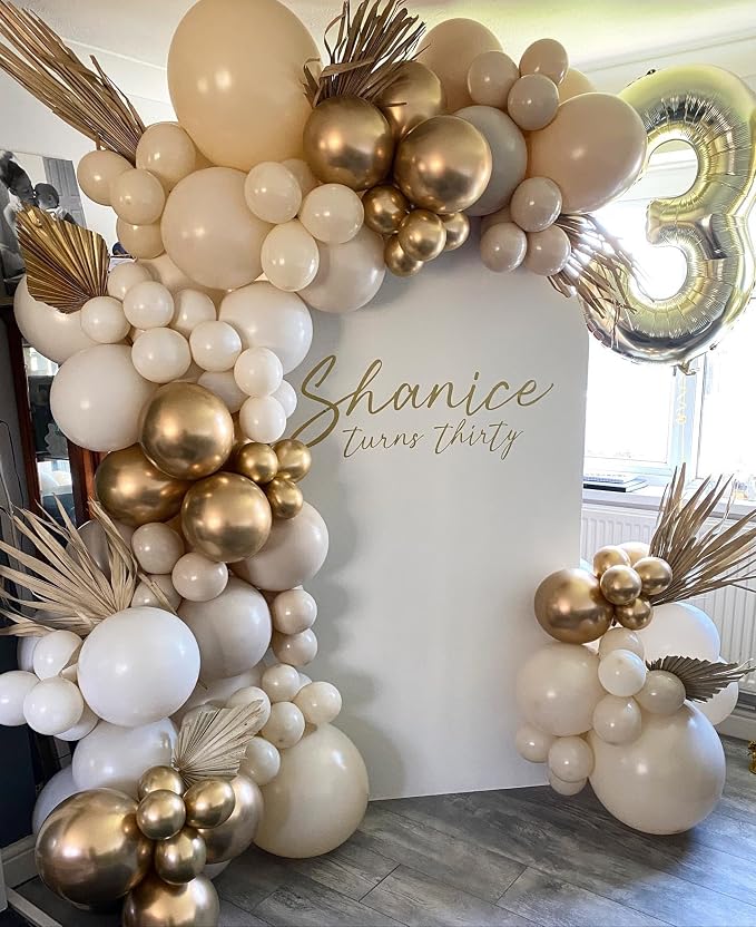 Sand White and Gold Balloon Arch Kit - Image 4
