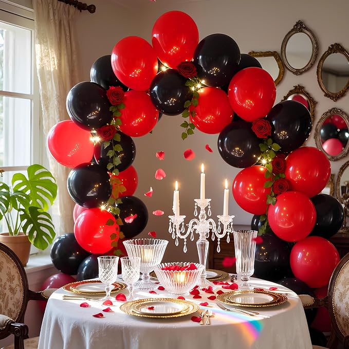 Red and Black Balloons 100 Pack 12 Inch Red Black Extra Thick Latex Party - Image 3