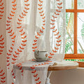 2 Panels Linen Leaf String Floral Embroidered Semi Sheer Curtain Farmhouse by AmHootextile