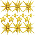 14pcs Gold Star Balloons, Mixed Star Foil Balloon, 22Inch Explosion Stars by vibzox