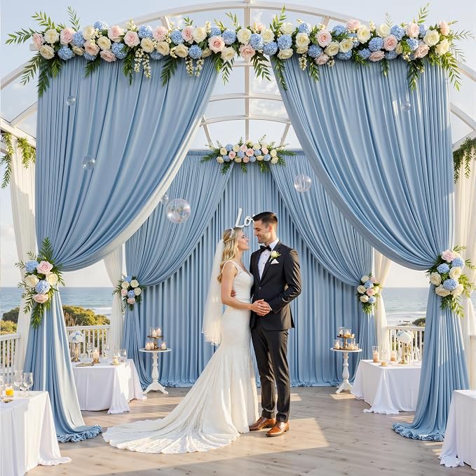 10ft×12ft Dusty Blue Backdrop Curtains - Image 2