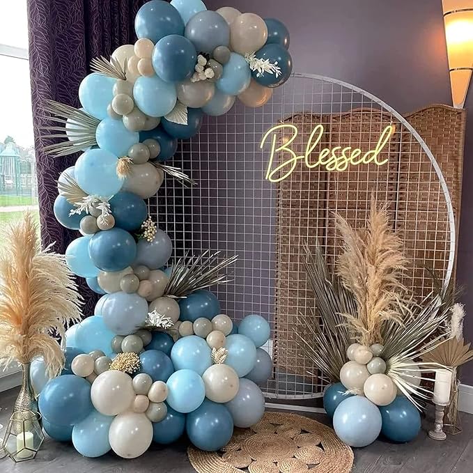 Dusty Blue Balloons Garland Kit, Fog Sand White Gold, Party Decor | Royal - Image 5
