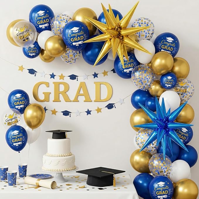 Blue and Gold Graduation Balloons Graduation Decorations 2026, Print Congrats - Image 3
