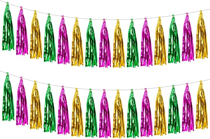 2 Pack Purple Gold Green Metallic Tassel Garland by Unknown