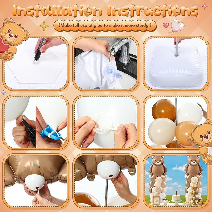 Kasyat 2 Set Bear Balloon Column Stand Kit Bearly Baby Shower Balloon Arch Kit - Image 4