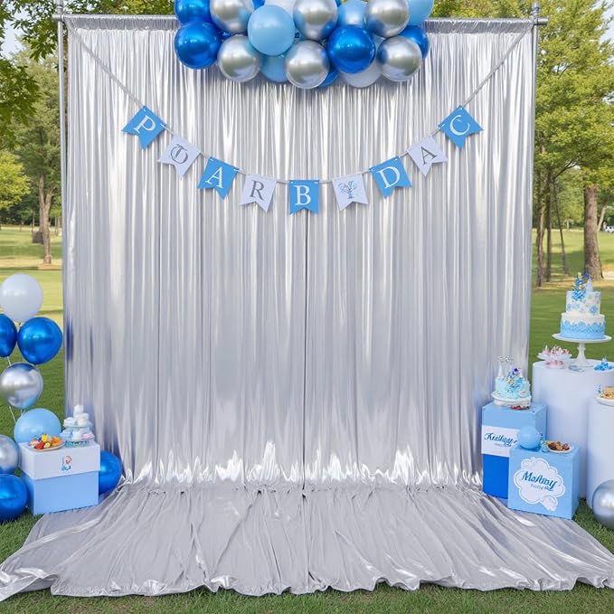 20ftx10ft Sequin Silver Backdrop Curtain Panels - Image 5
