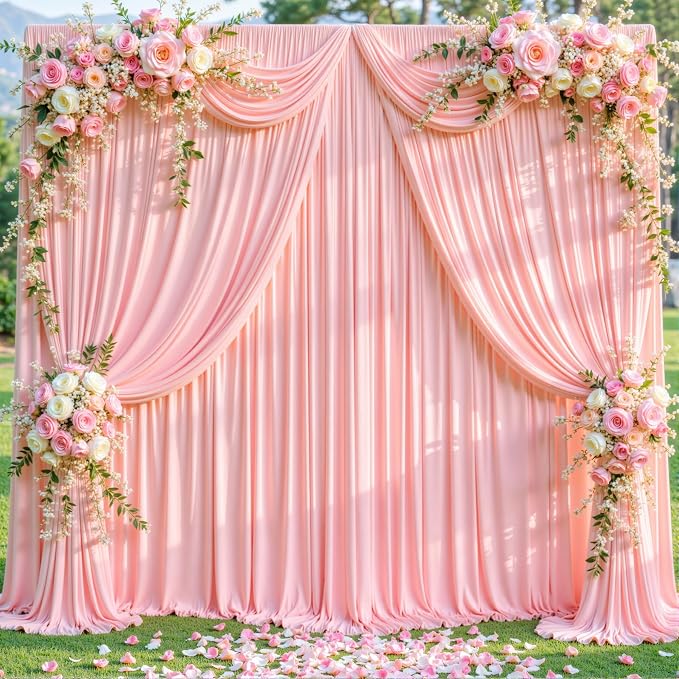4 Panels Blush Pink Backdrop Curtains - Image 2