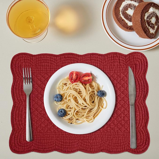 HOMBYS Quilted Placemats Set of 6 Washable-13x18 inches Rectangular Placemats - Image 4