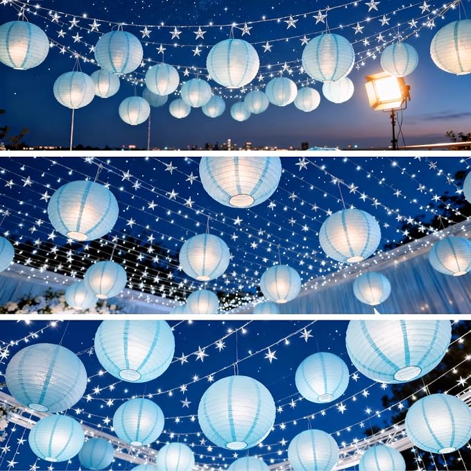 Light Blue Chinese Paper Lanterns - Image 6