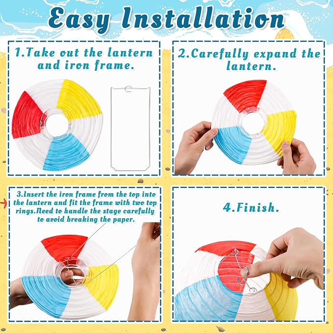 ‎Renbuzhu 15PCS Pool Party Decorations Beach Ball Paper Lanterns - Image 7
