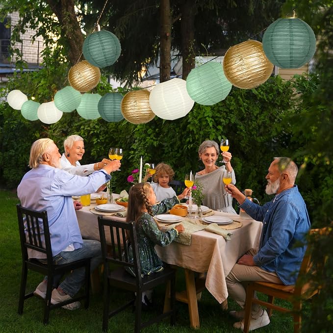 Paper Lanterns Party Decorations, 4-12 Inch | Dark Green, graduation, bridal - Image 3
