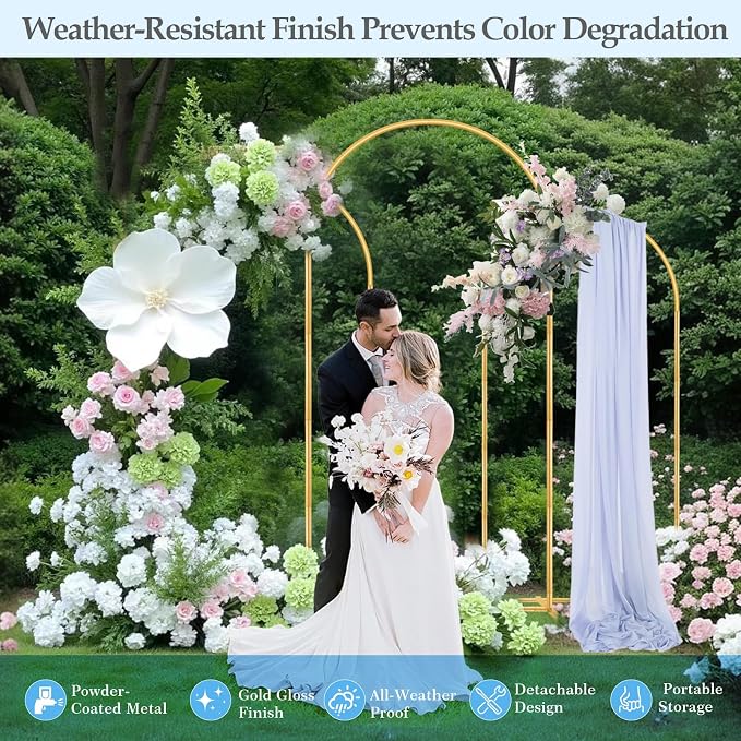 Antizz 7.2FT, 6FT Arch Backdrop Stand Set of 3 | Gold Metal Wedding Balloon - Image 4