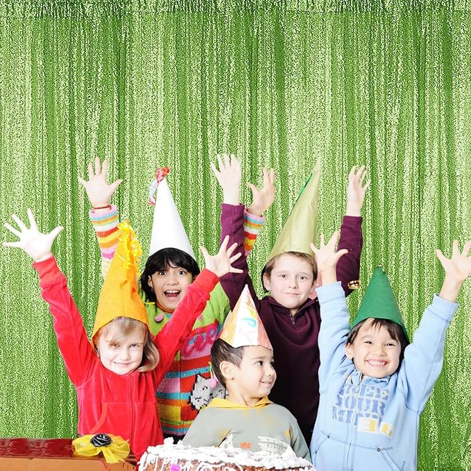 Sugargirl Apple Green Sequin Backdrop Curtain 4FTx8FT Glitter Apple Green - Image 4