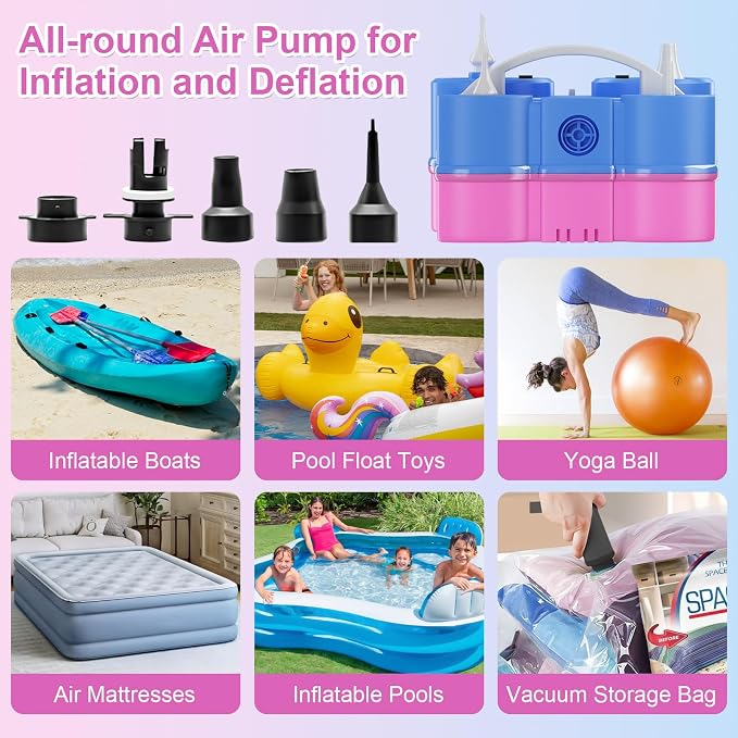 Electric Balloon Pump, Dagelar 3-in-1 Portable Air Balloon Pump - Image 4