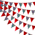 Racing Party Decorations Iridescent Checkered Red Pennant Banner Flag Hanging by pinkblume