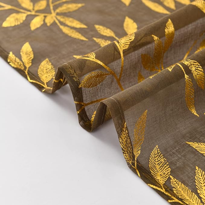 Sutuo Home Sheer Curtains 84 Inch Length 2 Panels Set, Luxury Gold Foil Printed - Image 8