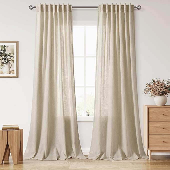 Eggshell Beige Curtains 108 Inches Long by Nanspring