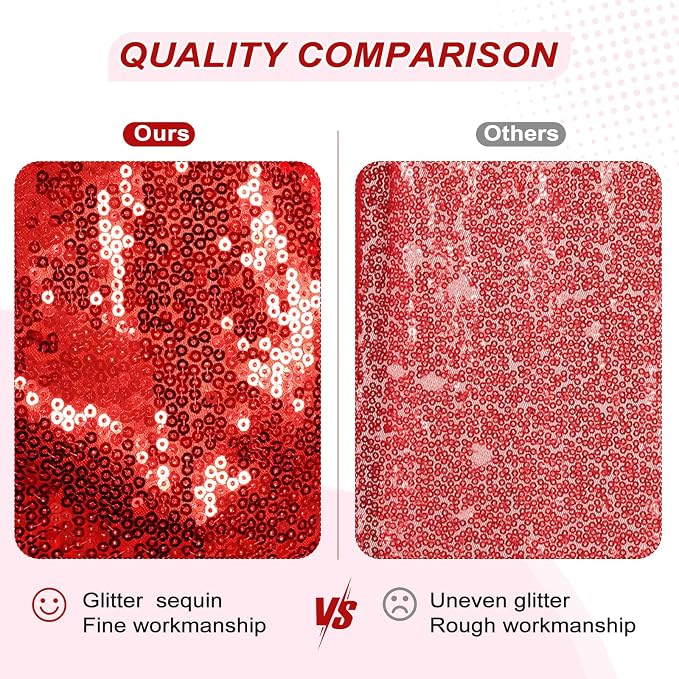 PartyDelight Red Sequin Backdrop 6x8ft Sparkly Photo Curtain | 4 Inch Rod - Image 4