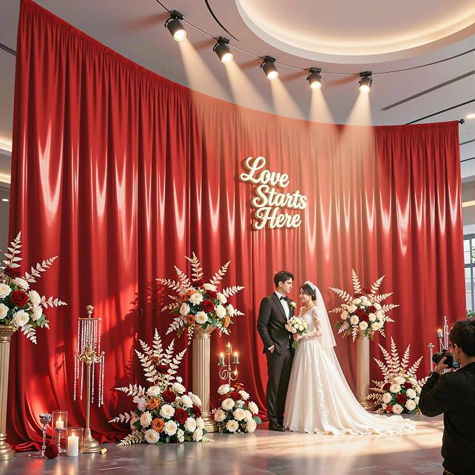 20x10ft Red Glitter Backdrop Curtain - Image 2