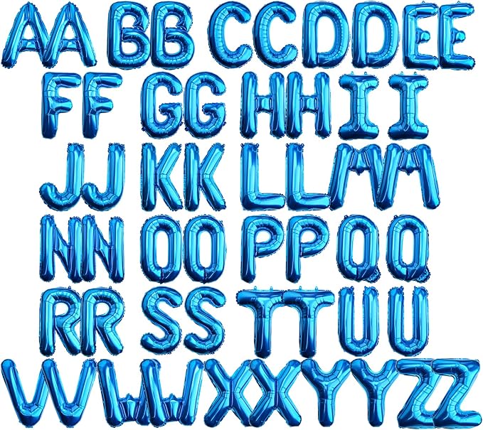 16 Inch 52Pcs Blue Letter Balloons Shiny A-Z Foil Balloon Letters | Reusable by Makeyourpartypop