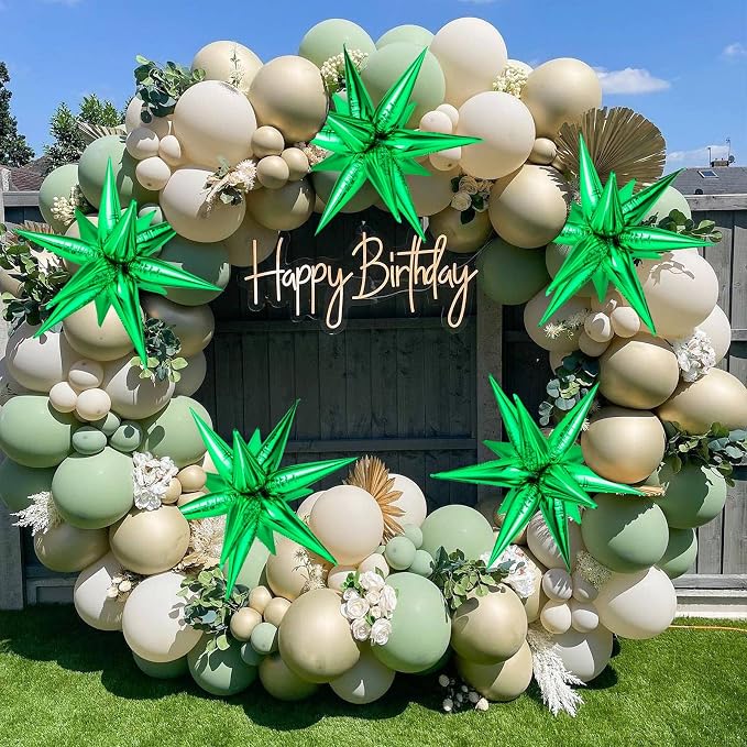 72 PCS Green Star Balloons, Big 26 Inch Explosion Star Foil Balloons, 12 Point - Image 4