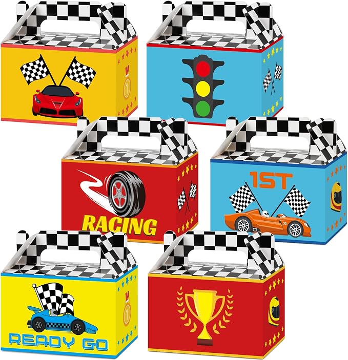 Tevxj 24 Pack Race Car Party Favor Boxes Two Fast Car Gift Bags Race Birthday by Tevxj