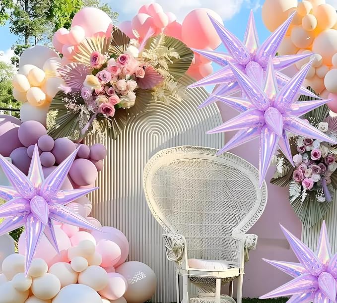 50pcs Iridescent Lilac 26' Water Drop Foil Cone Mylar Balloons Holographic - Image 3