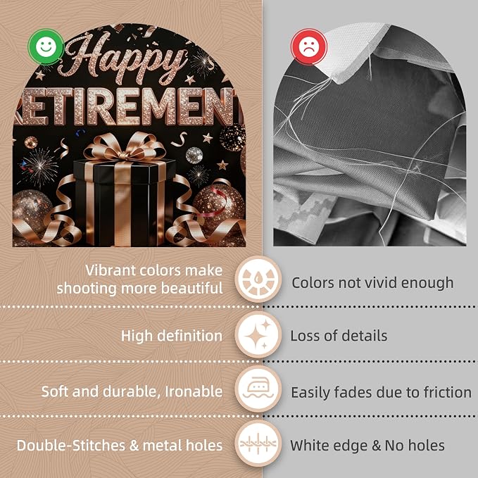 Pink Retirement Party Decorations, 72x43 Happy Retirement Backdrop | Large - Image 3