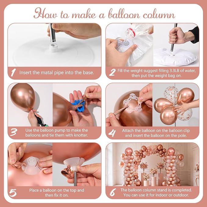 Rose Gold Balloon Column Stand Kit Set of 2 - Image 5