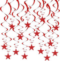 BEISHID Red Glitter Stars Hanging Swirls Pre-Strung Stars Hanging Decorations by Beishida