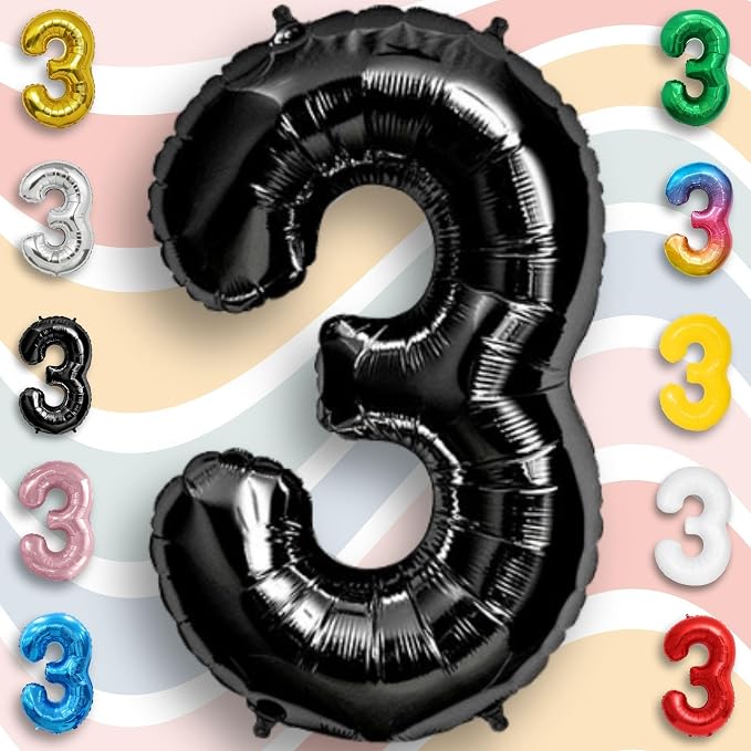 Black Number 0 to 9 Mylar Balloon 40 Inch - Image 2