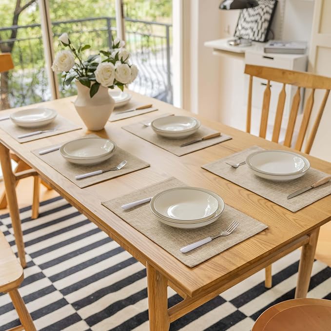 Demetex Burlap Placemats Set of 4 Heat Resistant Decorative Cloth Place Mats - Image 6