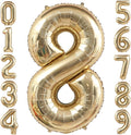 Champagne Gold 8 Balloon, 40 Inch Light Gold Number 8 Balloon Big Foil Mylar by BBPOOL