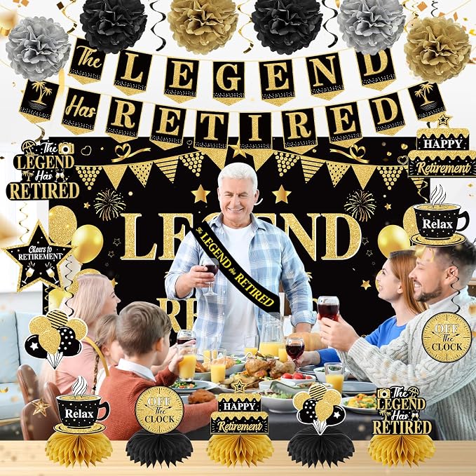 Retirement Party Decorations for Men Happy Retirement Party Supplies Kit | - Image 5