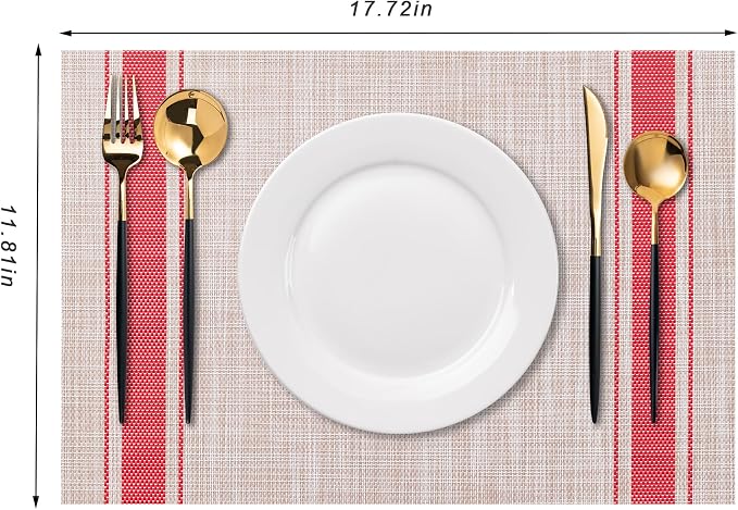 Placemats Set of 6 Washable Indoor | Outdoor Vinyl Place Mats - Image 2