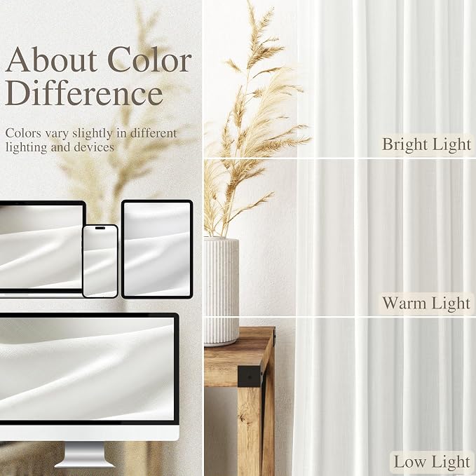 Extra Wide Linen Curtains for Living Room 108 Inch Length for Room Divider Off - Image 3