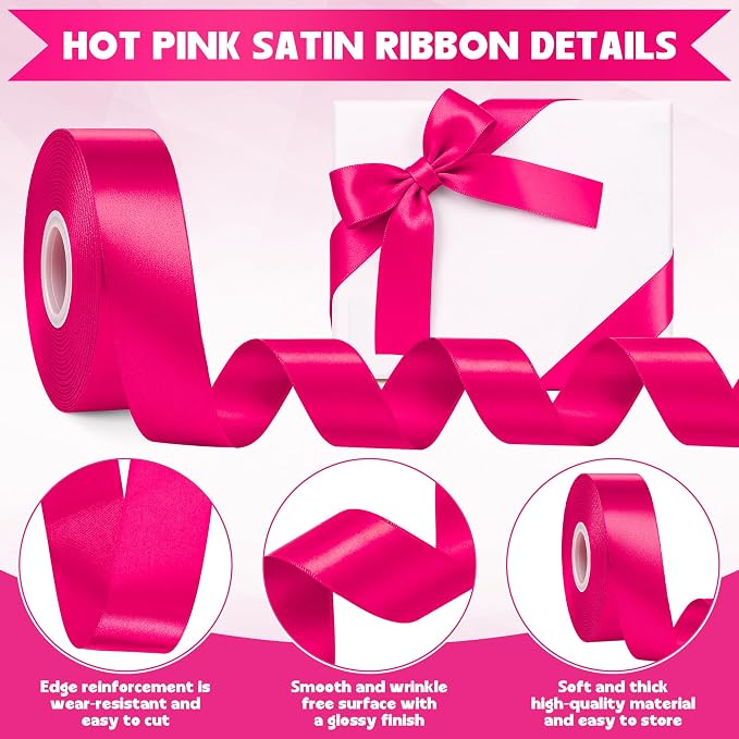 1In 30Yards Rose Red Fabric Ribbon - Image 3