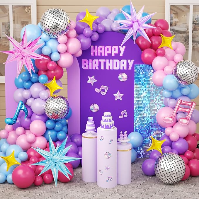 JOGAMS 173Pcs Cool-Tone K-Pop Stage Balloon Arch Kit, Prom & Music Backdrop by JOGAMS