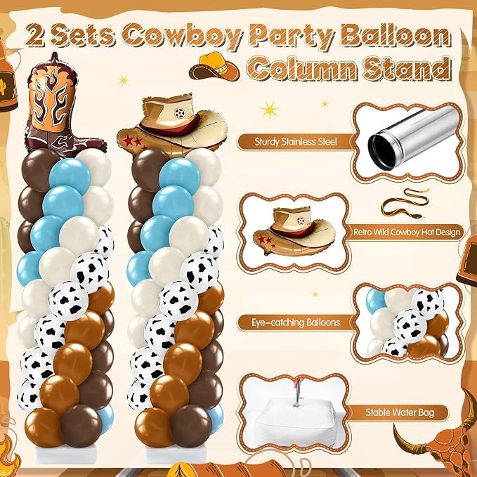 Kasyat 2 Set Western Cowboy Balloon Column Stand Kit - Image 3