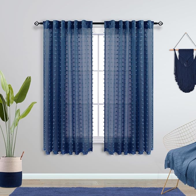 Navy Blue Small Window Curtains - Image 2