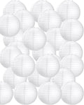 Treela 30 Pack White Chinese Japanese Paper Lanterns Decorative Hanging Round by Treela