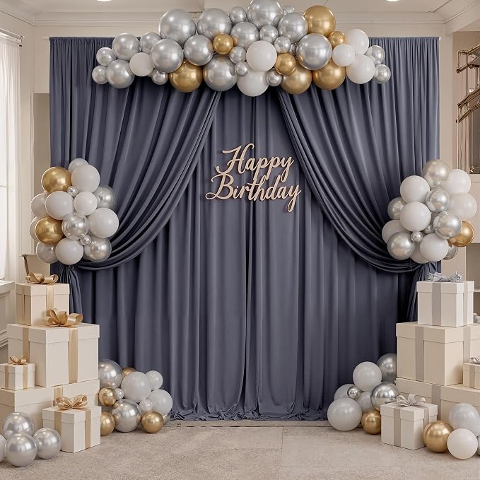 30ft x 10ft Wrinkle Free Charcoal Backdrop Curtains - Image 6