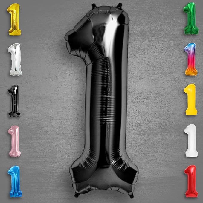 Black Number Balloon 1 Mylar Foil Balloons 40 inch - Image 6