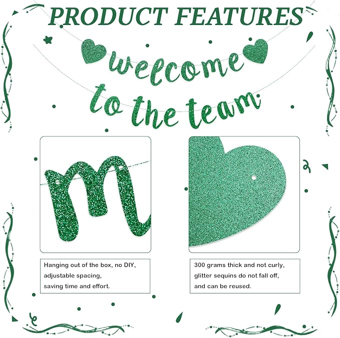 Welcome to the Team Banner Pre-Strung No DIY, Glitter New Employee Welcome - Image 3