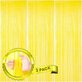 Voircoloria Pastel Yellow Foil Fringe Backdrop Curtains, 3 Pack | Tinsel by Voircoloria